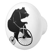 バイクに乗るくまの黒いシルエット セラミックノブ (右)