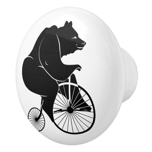 バイクに乗るくまの黒いシルエット セラミックノブ (右)