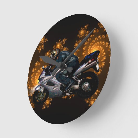 バイクに乗るために生きる ラウンド壁時計 (傾斜)