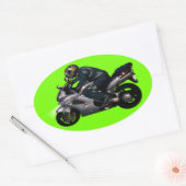 バイクに乗るために生きる 楕円形シール (封筒)