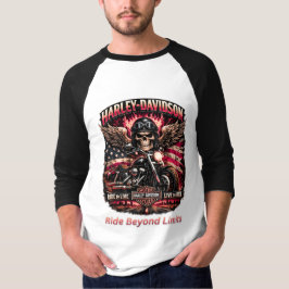 バイクに乗るべく生まれ、リーダーたるべく造られた バイク スカル ライダー Tシャツ
