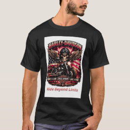 バイクに乗るべく生まれ、リーダーたるべく造られた バイク スカル ライダー Tシャツ