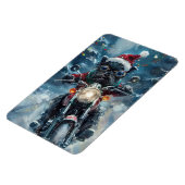 バイクに乗るアフェンピンシャー犬のクリスマス マグネット (左側)