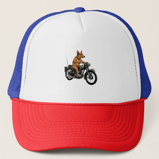 バイクに乗るクールな犬 キャップ (正面)