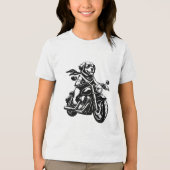 バイクに乗るクールな犬 トライブレンドＴシャツ (正面)
