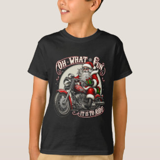 バイクに乗るサンタクロース X Tシャツ