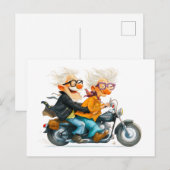 バイクに乗るシニアのイラスト シーズンポストカード (正面/裏面)