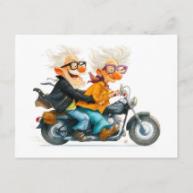 バイクに乗るシニアのイラスト