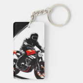 バイクに乗るスタイリッシュ通り キーホルダー (裏面)