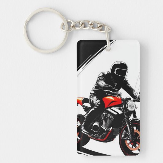 バイクに乗るスタイリッシュ通り キーホルダー (正面)