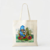 バイクに乗るノーム トートバッグ (正面)