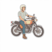 バイクに乗るバイカー シール (正面)