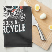 バイクに乗るパパライダー キッチンタオル (四つ折り)