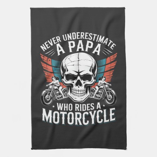 バイクに乗るパパライダー キッチンタオル (縦)
