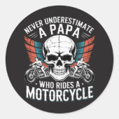 バイクに乗るパパライダー ラウンドシール (正面)