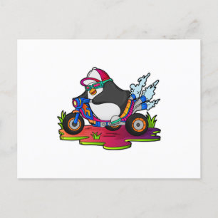 バイクに乗るペンギン ポストカード