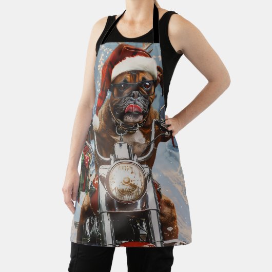 バイクに乗るボクサー犬クリスマス エプロン (インサイチュ)