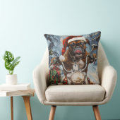 バイクに乗るボクサー犬クリスマス クッション (椅子)