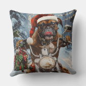 バイクに乗るボクサー犬クリスマス クッション (裏面)
