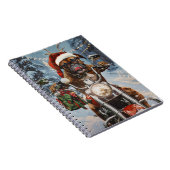 バイクに乗るボクサー犬クリスマス ノートブック (右側)