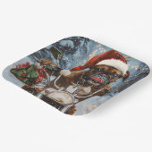 バイクに乗るボクサー犬クリスマス ペーパープレート (傾斜あり)