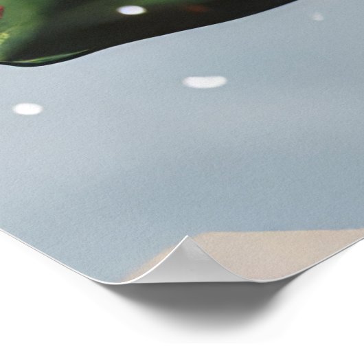 バイクに乗るボクサー犬クリスマス ポスター (角)