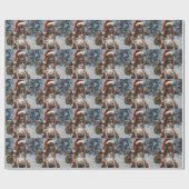 バイクに乗るボクサー犬クリスマス ラッピングペーパー (フラット)