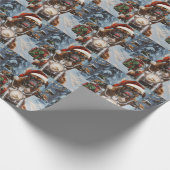 バイクに乗るボクサー犬クリスマス ラッピングペーパー (角)