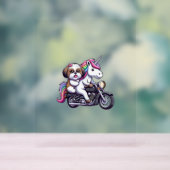 バイクに乗るユニコーン女の子女の子男S アクリルサイン (ニュートラル)