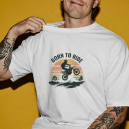 バイクに乗る人のヴィンテージサンセット グラフィックTシャツ バイク Tシャツ