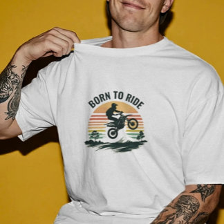バイクに乗る人のヴィンテージサンセット グラフィックTシャツ バイク Tシャツ