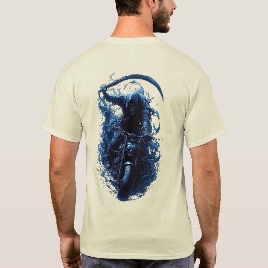 バイクに乗る死神ライダーのTシャツ Tシャツ (裏面)