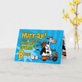 バイクに乗る牛 - パーソナルトレーナー カード (黄色い花)