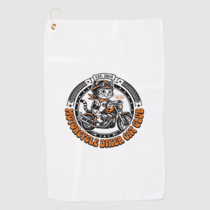 バイクに乗る猫好きのためのTシャツアート - モーターサイクル ゴルフタオル