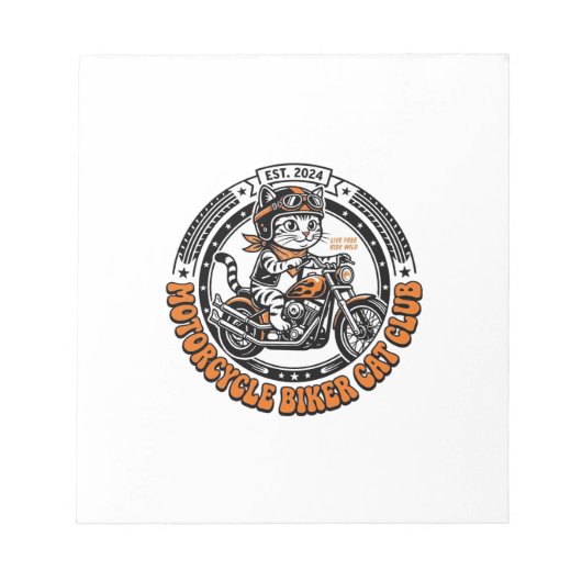 バイクに乗る猫好きのためのTシャツアート - モーターサイクル ノートパッド (正面)