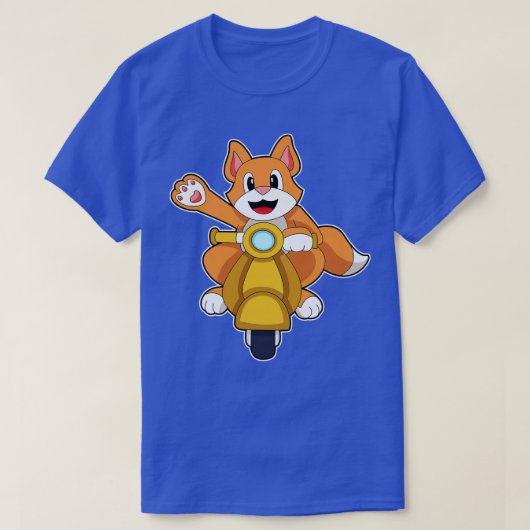 バイクに乗る猫 スクーター1 Tシャツ (デザイン正面)