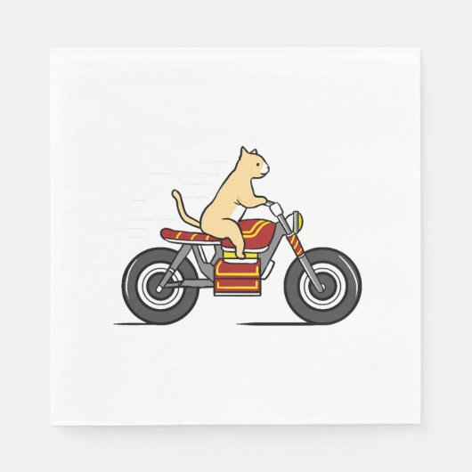 バイクに乗る猫 スタンダードランチョンナプキン (正面)