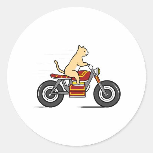 バイクに乗る猫 ラウンドシール (正面)