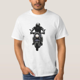 バイクに乗る男性 ブラックストリートバイクライダーTシャツ Tシャツ