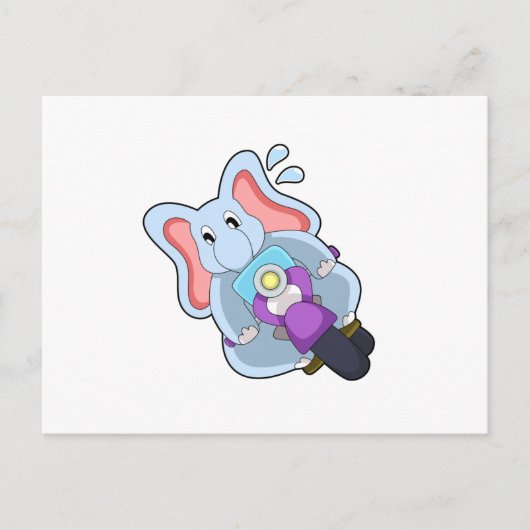 バイクに乗る象.PNG ポストカード (正面)