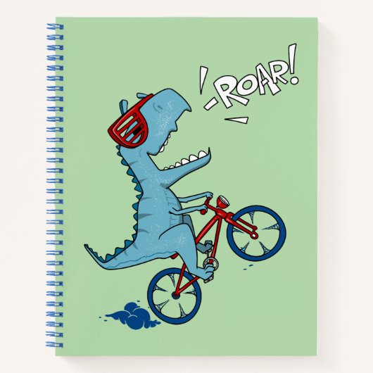 バイクに乗るT-Rexの雄叫び ノートブック (正面)
