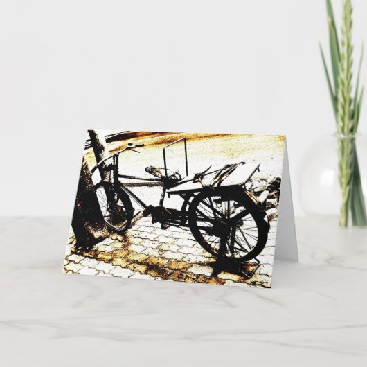 バイクに乗る – セピア調のレトロ カード (正面)