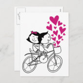 バイクのかわいくロマンチックなバレンタインデーのカップル シーズンポストカード (正面/裏面)
