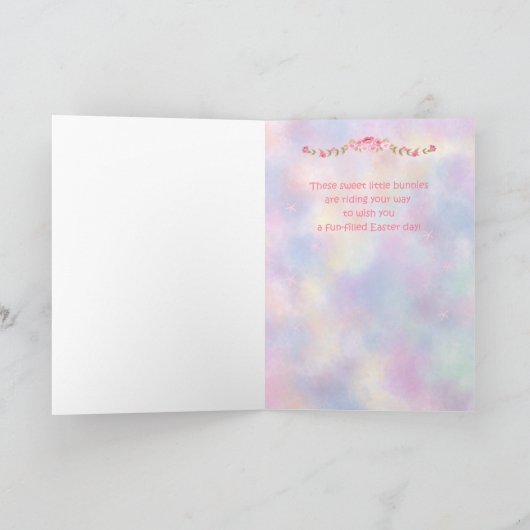 バイクのひ孫娘のバニーのためのイースター カード (内部)