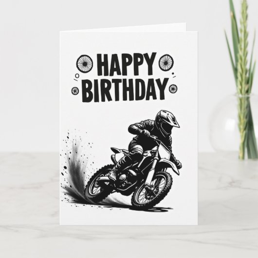 バイクのアクションアート バースデーカード カード (正面)
