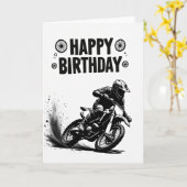 バイクのアクションアート バースデーカード カード (黄色い花)