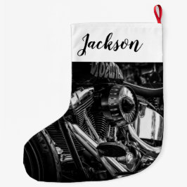 バイクのエンジンのクローズアップ ラージクリスマスストッキング