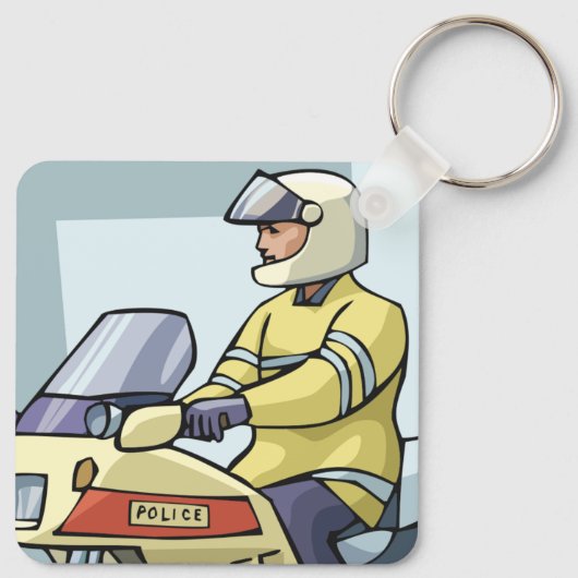 バイクのキーチェーンを使った警察 キーホルダー (裏面)
