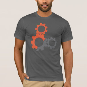 バイクのギアの、オレンジ及び灰色の設計 Tシャツ