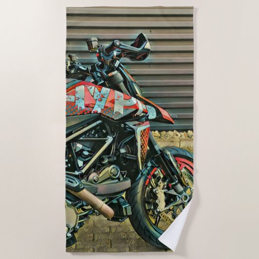 バイクのギフト ビーチタオル (正面)